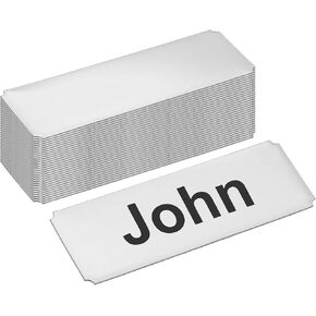 PATIKIL 3"x1" Stainless Steel Laser Engraved Mount Metal Name Plate, 30 Pack Self Adhesive Sign Personalized Custom Blank Plate for DIY Laser Printing, Notched Corner Black