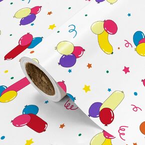 WRAPAHOLIC Funny Birthday Wrapping Paper Roll - Mini Roll - 17 Inch x 16.5 Feet - Ballooning Boys Rude Birthday Wrapping Paper Perfect for Best Friend Gift Wrap, Women & Bachelorette Part