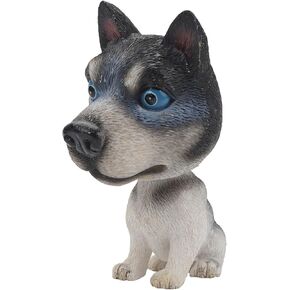 Resin Bobbing Head Dog Figurine Car Dashboard Decor,Bobblehead Puppy Play Figurines for Home Office Desk Decoration Ornaments (Siberian Husky-Squat)