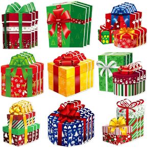Nezyo 60 PCS عيد الميلاد الديكور مربعات الهدايا عيد الميلاد النشرة القاطعات عيد ميلاد عيد الميلاد قطع قطع عيد الميلاد ديكور لعيد العطلة حفلة الطرف الفصول الدراسية المنزل لوازم السبورة (مربع الهدايا)
