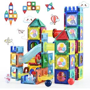 Magnetic Building Tiles, 158 PCS Magnetic Tiles for Kids Ages 3-5, 3D Magnet Building Blocks Set, STEM Learning, Education and Encourage Imagination, Presents for Boys and Girls