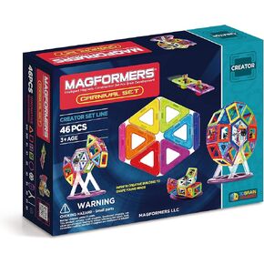 Magformers Carnival 46-Piece Set - Magnetic Tiles Building Blocks, Educational Kit, STEM Toy Set - Magnetic Building Tiles for Kids to Develop Problem-Solving Abilities and Shape Recognition