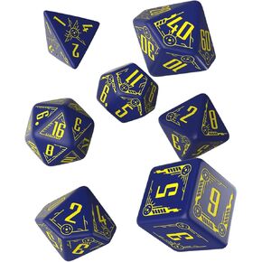 Q-Workshop Galactic Navy و RPG الصفراء المزخرفة مجموعة 7 قطع متعددة السطوح