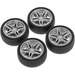 4Pcs Black Tires, 48mm Simulation Rubber Wheel Tire Toy Model DIY RC Spare Parts, Remote Vehicles Parts, Easy Installation Small in Size