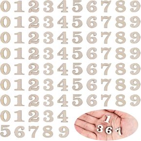 0.6 Inch 100 PCS Natural Wooden Numbers, 0-9 Unfinished Wood Numbers, Blank Wood Clock Numbers Unpainted Calendar Numbers for DIY Crafts Sorting Grid Organizer Scrapbooking Home Decorations, 15mm