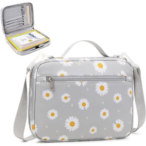 Bible Case for Women, Bible Cover Bible Carrying Book Case for Women with Detachable Shoulder Strap and Durable Handle, Bible Gift Bible Protective Bag with Multi-Pockets,Daisy