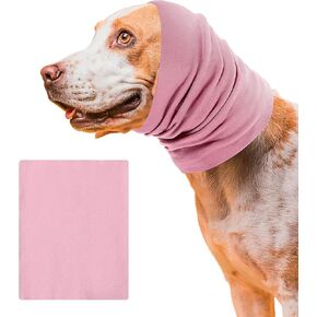 Dog Ear Cover for Blow Drying, Pink Winter Hat Warmer Ear Protector, Pet Soft Snood for Anxiety Relief Quiet Ears for Dogs During Grooming Noise Bath Drying