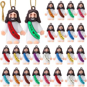 Bememo 25 Pcs Mini Jesus Love You Tiny Jesus DIY Fillable Balls Mini Rubber Jesus Figures Toy for Decoration Hide Gifts Religious Party Sunday School Baptism