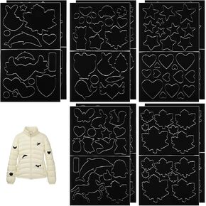 10 Sheets Down Jacket Patches Self Adhesive Fabric Patches for Clothes, Washable Polyester Repair Patch Kit for Outerwear Clothing Bags Backpacks, with Abundant Patterns (Black)