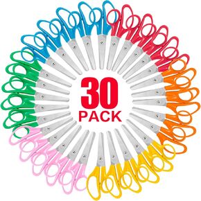Toidgy 30 Pack Kids مقص ، 5 بوصات مقصات كبيرة للمدرسة ، مقصات تلميح حادة لمدرس طالب الأطفال ، مقص سلامة الأطفال لمكتب الفصل الدراسي في مرحلة ما قبل المدرسة ، لوازم مدرسية ، ورق القطع الحرفية