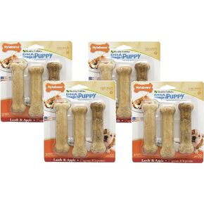 Nylabone 12-Count Healthy Edibles Lamb and Apple Flavored Puppy Dog Treat Bones, Size Regular - (4 Packs with 3 per Pack)