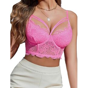 Avidlove Lace Bralette for Women V Neck Camisoles Adjustable Strap Two Layer Crop Top Bustier Tops