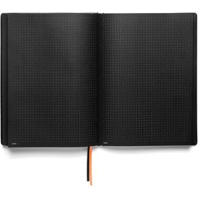 Notsu Pitch Black Paper Notebook B5 Dotted Journal | Minimalist Bullet Dot Grids with 160 Black Pages of Premium Thick 150gsm Paper, Vegan Leather Hardcovers