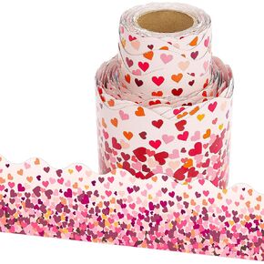 Lucleag 36 FT عيد الحب نشرة Borderin Border Roll ، Valentine Heart Bulletin Trim for Valentines Day Wedding School School Classroom Bulletin Bulletin Decor