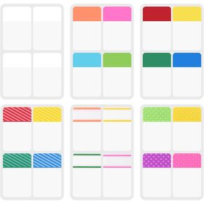 480 PCS Sticky Index Tabs 1 Inch Divider Tabs Stick On, Writable and Repositionable Filing Tabs Page Marker Bookmark, Write Tab Flags Self Adhesive, 6 Dispensers, 20 PCS/Color