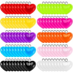 Jansun 80pcs Gummy Heart Charms Colorful Valentine's Love Heart Candy Pendant Charm for DIY Keychains Necklace Earring Jewelry Crafts Supplies(10 Colors)