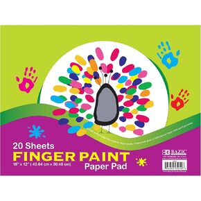 BAZIC Finger Paint Paper Pad 20 Sheets 16" X 12", Oil Painting Watercolor Papers, Gift for Kids Toddlers Classrooms School Home DIY Projects, 1-Pack