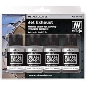 Acrylicos Vallejo VJP77602 32 ml Model Color Metal - Jet Exhaust - Pack of 4