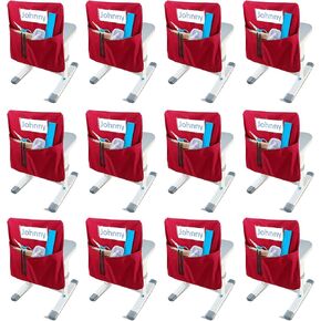 12 Pcs Large Chair Pockets for Classrooms, 20" H x 17.3" W Chair Pockets Chairback Pocket Chair Back Classroom Organizer with Name Tag for Seat School Kindergarten Student Classroom (Red)