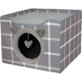 Kitty City Indoor Cat Cube Furniture, Plaid Cube