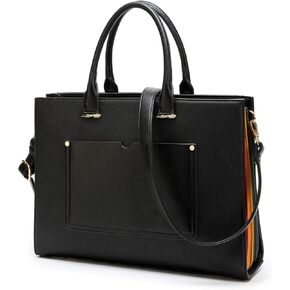 Laptop Tote Bag for Women 15.6 Inch 16 Large Capacity Multi Pockets PU Leather Ladies Busiess Leisure Shoulder Computer Laptop Case