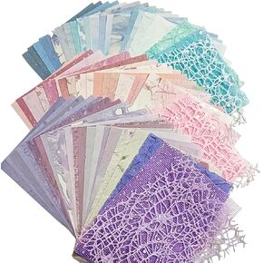 78 Sheets Scrapbook Paper and Mesh Fabric Set, Mulberry Paper, Craft Paper, Junk Journal Supplies, Scrapbook Supplies for DIY Projects Mixed Media Collage Card Embellishments 3.9x 5.5 Inch