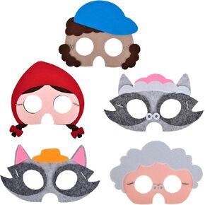 CHEFAN Felt Masks Party Favors for Kid, Little Red Riding Hood Masks Costume for Toddlers, Great for Costume Parties,Classroom Activities, Storytelling, Halloween Masks