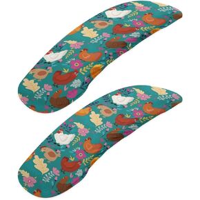 doginthehole Floral Rooster Chair Arm Covers Office Computer Chair Arm Slipcover Arm Rest Protector Chicken Print Replacement Covers for Desk Chair/Gaming Chair/Wheelchair Armrest, Set of 2