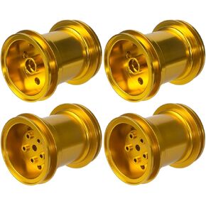 RC Car Aluminum Front & Rear Wheel Hub Rims for Tamiya CW-01 Chassis Lunchbox Midnight Pumpkin 1/12 Big Tire Model Car Upgrades (Gold)