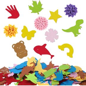 CHEFAN Felt Shapes and DIY Craft Set for Kids,Fun Educational Tool for Preschool Activities,Interactive Learning Hand-Eye Coordination Quiet Time Toys with Colorful Geometric Pieces