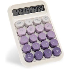 Y YOMA 1 Pack Mechanical Switch Calculator with 10 Digit Large LCD Display Big Button, Mini Cute Desktop Calculator 4 Function Basic Calculators for School Home Office Business, Dusty Violet