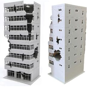 N Scale 1/144 Ruined Damaged Building After War Assembling Model Outland Scene for DIY Sand Table Garden Micro Landscape Ornaments Supply Player Spray Painting Scenery City 1:144 Abandoned Office
