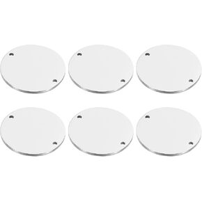 PATIKIL 22mm Steel Disc, 6Pcs Metal Stamping Blanks Tags Circle Round Pendants Metal Plate Connection Stainless Steel with 2 Holes for Laser Engraving Stamping Craft Name Tag, Silvery