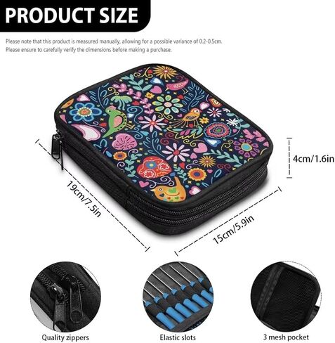 Tiasarato Cartoon Birds Crochet Hook Case Floral Flowers Knitting Organizer Storage Bag Crochet Hooks Kit Crochet Hooks Bag Accessories in Kuwait