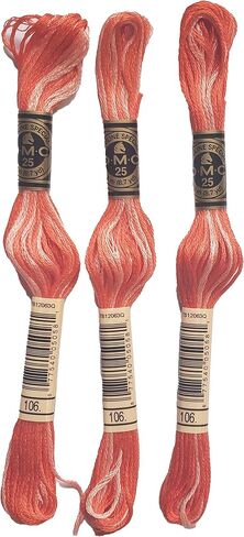 DMC 6 -Strand التطريز القطن 8.7yd - المرجان المتنوع - 117-106 - حزمة من 3 skeins in Saudi Arabia