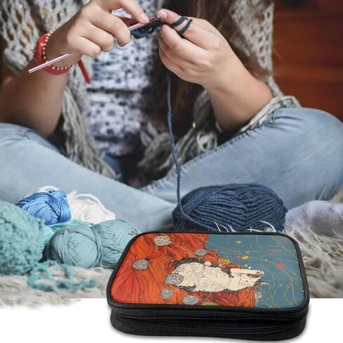 Tiasarato Cartoon Birds Crochet Hook Case Floral Flowers Knitting Organizer Storage Bag Crochet Hooks Kit Crochet Hooks Bag Accessories in Kuwait