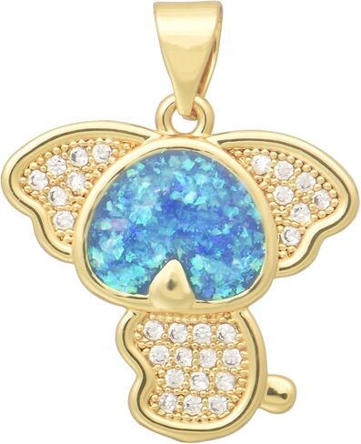 1 Piece Well Crafted Artificial Opal Charm Embedded with Cubic Zirconia 18K Gold Plated Pendants Accessories for Jewelry Making for Women DIY Souvenir Gifts in Kuwait