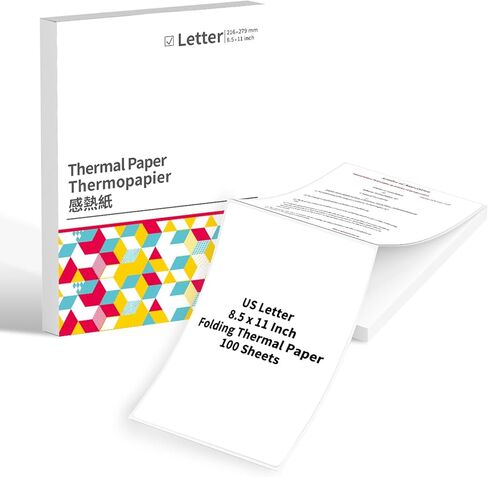 Memoqueen Thermal Paper 8.5 x 11 White US Letter Thermal Printer Paper Paper Fold Compatible with M08F-Letter, M832, Portable Printer, Size 8.5" x 11" Thermal Paper, 100 Sheets in Kuwait