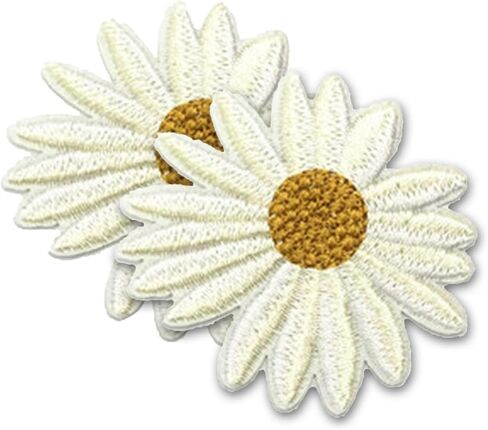 Calidaka 10pcs daisy بقع مطرزة حساسة ، خياطة إصلاح الأزهار تصحيح DIY لزخارف السراويل الجينز (أبيض/10 ٪) in Kuwait