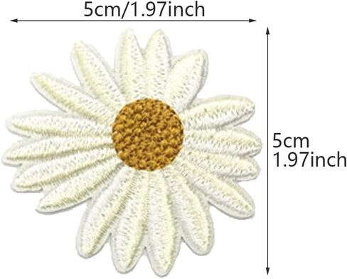 Calidaka 10pcs daisy بقع مطرزة حساسة ، خياطة إصلاح الأزهار تصحيح DIY لزخارف السراويل الجينز (أبيض/10 ٪) in Kuwait