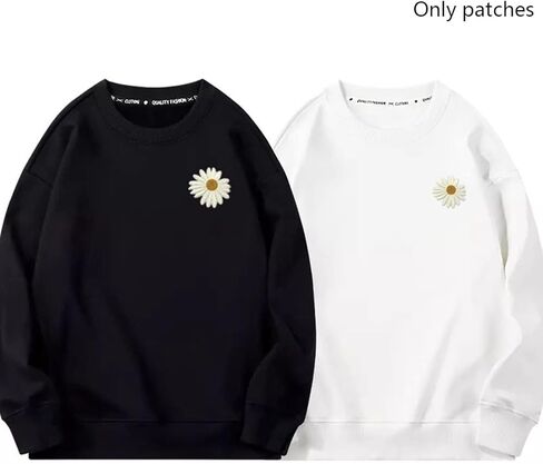 Calidaka 10pcs daisy بقع مطرزة حساسة ، خياطة إصلاح الأزهار تصحيح DIY لزخارف السراويل الجينز (أبيض/10 ٪) in Kuwait