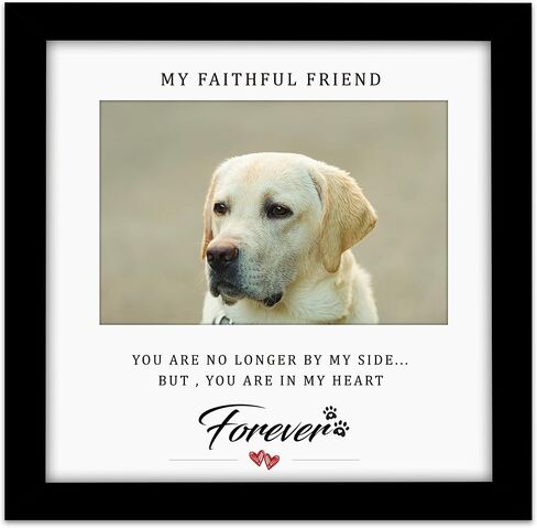MyPawlets Dog Memorial Frame ، هدايا تذكارية للحيوانات الأليفة لفقدان الكلاب ، هدايا التعاطف لفقدان الحيوانات الأليفة ، إطار خشبي للصور 4x6 ، حصيرة عرض ، مع ملصقات للاسم/التواريخ in Kuwait