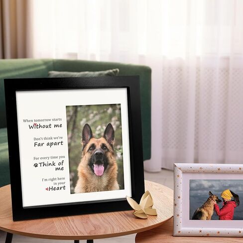 MyPawlets Dog Memorial Frame ، هدايا تذكارية للحيوانات الأليفة لفقدان الكلاب ، هدايا التعاطف لفقدان الحيوانات الأليفة ، إطار خشبي للصور 4x6 ، حصيرة عرض ، مع ملصقات للاسم/التواريخ in Kuwait