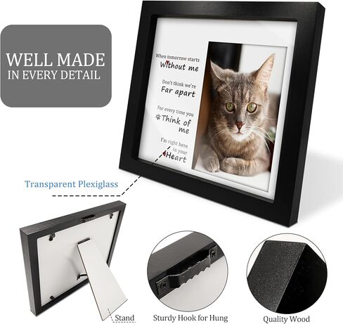 MyPawlets Dog Memorial Frame ، هدايا تذكارية للحيوانات الأليفة لفقدان الكلاب ، هدايا التعاطف لفقدان الحيوانات الأليفة ، إطار خشبي للصور 4x6 ، حصيرة عرض ، مع ملصقات للاسم/التواريخ in Kuwait