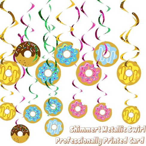 24pcs Donut Hanging Swirl Party Decoration,Donut Party Supplies, Suitable for Donut Party Decoration Supplies (Black Orange) in Kuwait