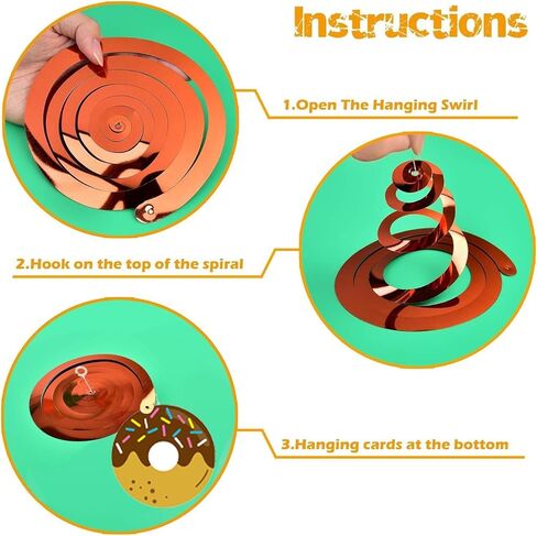 24pcs Donut Hanging Swirl Party Decoration,Donut Party Supplies, Suitable for Donut Party Decoration Supplies (Black Orange) in Kuwait