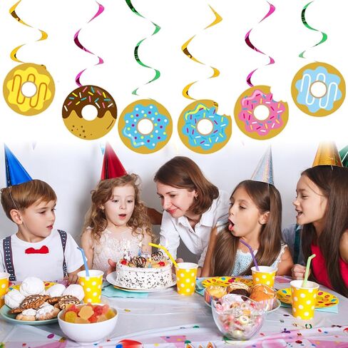 24pcs Donut Hanging Swirl Party Decoration,Donut Party Supplies, Suitable for Donut Party Decoration Supplies (Black Orange) in Kuwait