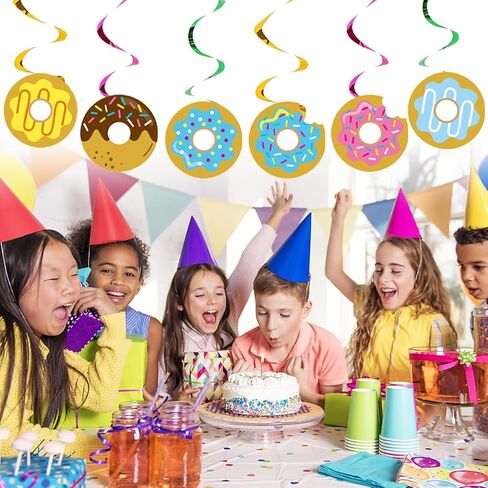24pcs Donut Hanging Swirl Party Decoration,Donut Party Supplies, Suitable for Donut Party Decoration Supplies (Black Orange) in Kuwait