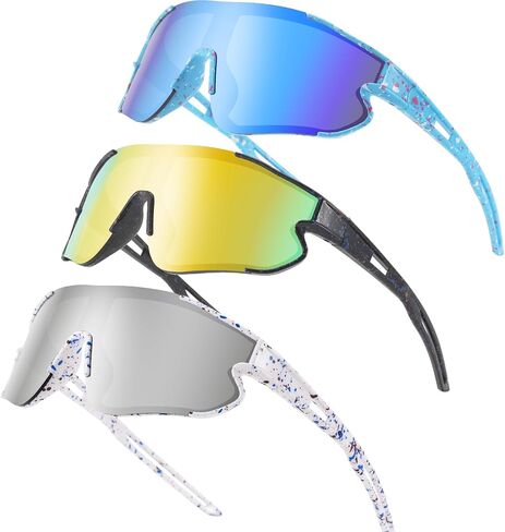 3PACK Youth Baseball Kids Sunglasses UV400 Sports Glasses for 4-12 Boys Girls Cycling Softball Running Goggles in Saudi Arabia