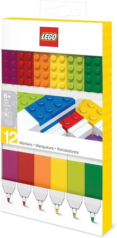 IQ LEGO Stationery Colored Marker 12 Pack with 4x2 Building Bricks - Fine Point (51644) in Saudi Arabia